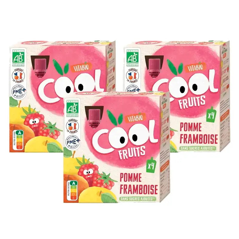 Vitabio Cool Fruits Apple & Raspberry Sachets 90 Gr , 3 x 4 unités