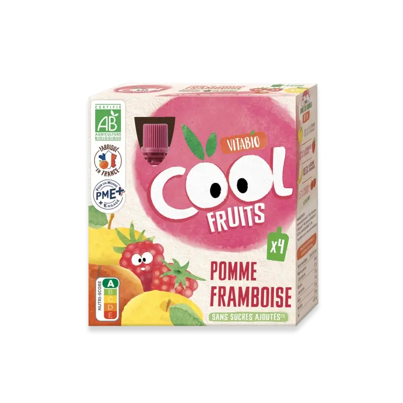 Vitabio Cool Fruits Apple & Raspberry 90 Gr, 4 unités