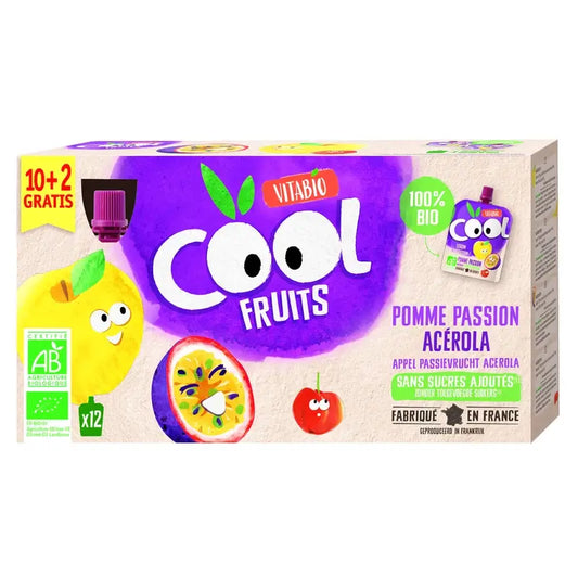 Vitabio Cool Fruits Apple & Passion Fruit 90 Gr, 12 unités