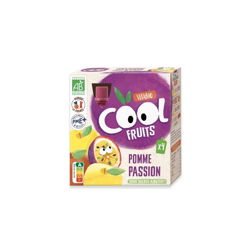 Vitabio Cool Fruits Apple & Passion Fruit 90 Gr, 4 unités