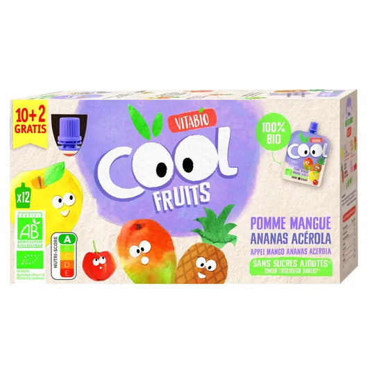Vitabio Cool Fruits Apple & Pear 90 gr, 12 unités