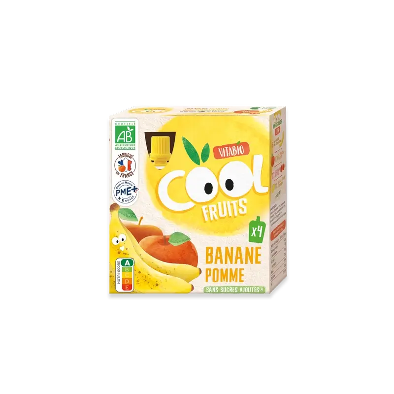 Vitabio Cool Fruits Apple & Banana 90 Gr, 4 unités