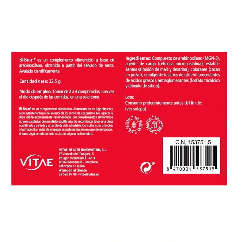 BiBran 250 mg, 50 comprimés - Immunostimulant à base d'arabinoxylane