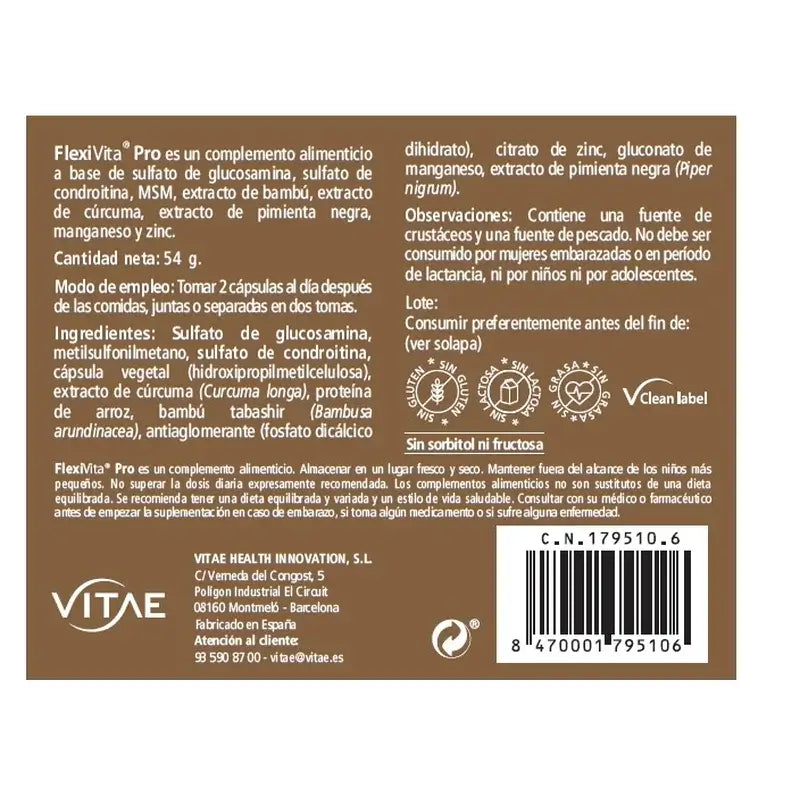 Flexivita Pro 60 gélules - Soin des articulations, du cartilage et des muscles