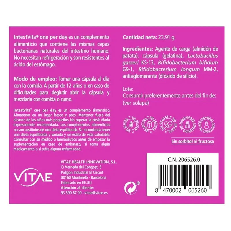 IntestVita One per Day, 30 gélules - Équilibre de la flore intestinale