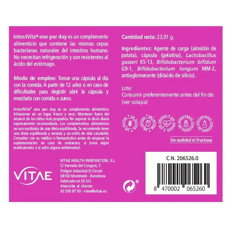 IntestVita One per Day, 30 gélules - Équilibre de la flore intestinale