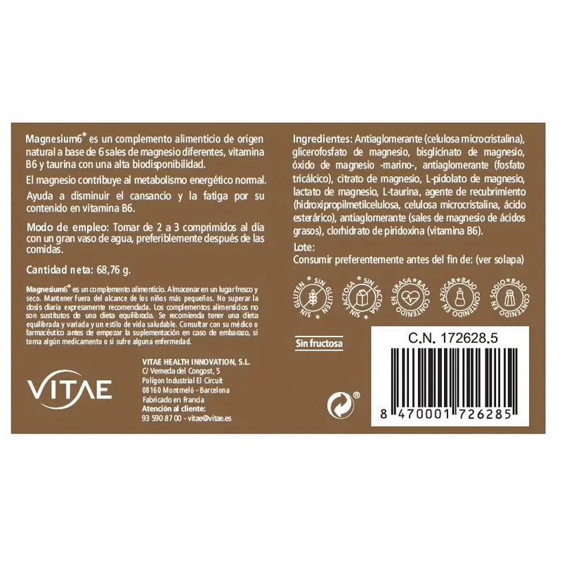 VITAE Magnésium6, 60 comprimés