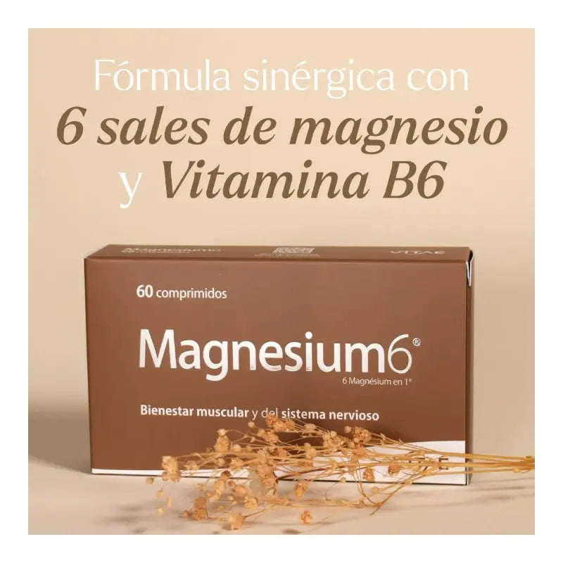Magnesium6 60 comprimés - Contient 6 sels de magnésium, de la vitamine B6 et de la taurine