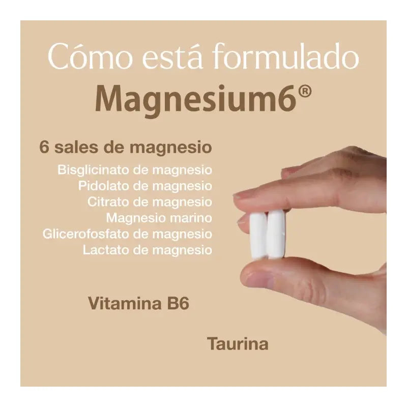Magnesium6 60 comprimés - Contient 6 sels de magnésium, de la vitamine B6 et de la taurine