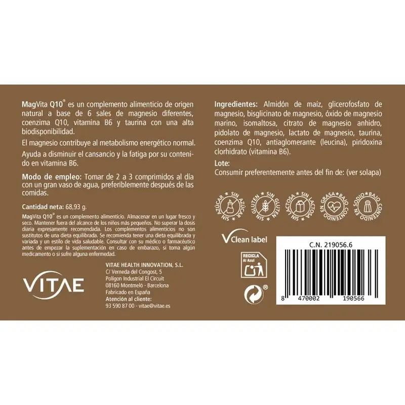 MagVita Q10 15 comprimés - À base de magnésium, de coenzyme Q10, de vitamine B6 et de taurine