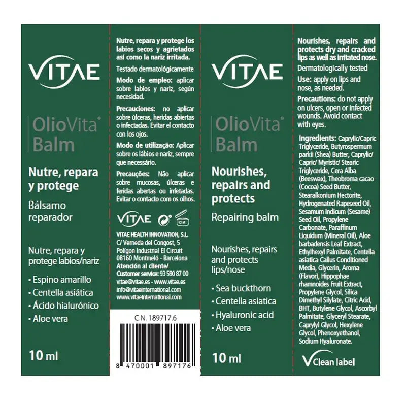 Baume OlioVita 10 ml - À l'argousier et à l'acide hyaluronique