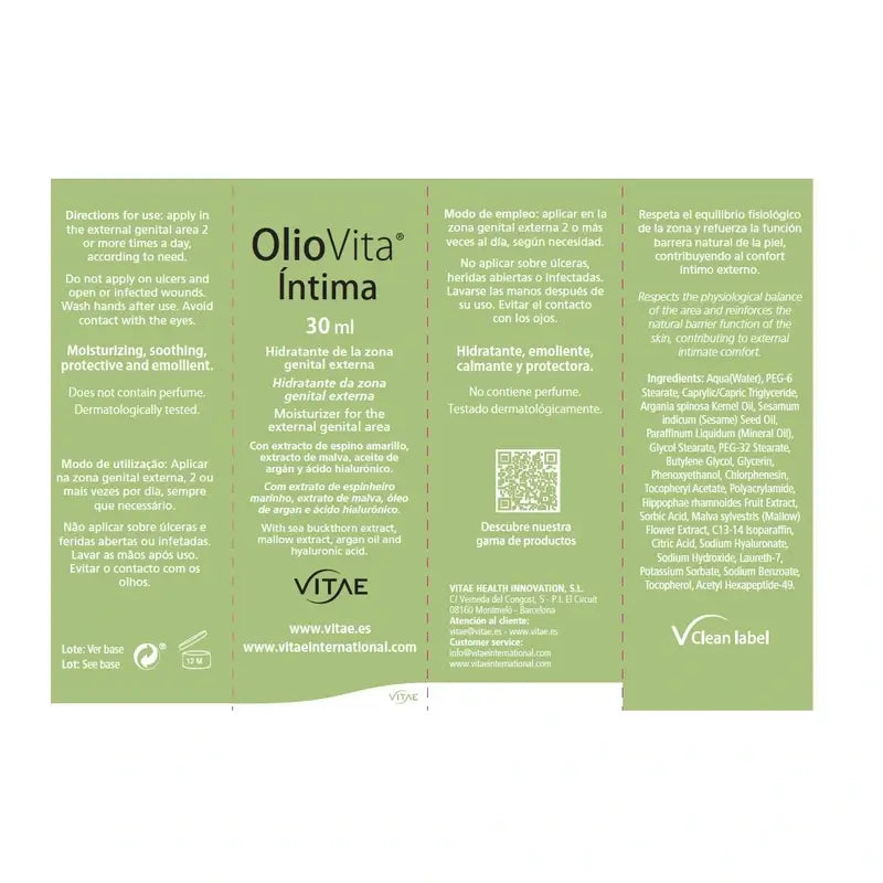 OlioVita Crème intime 30 ml - Régénération intime à l'argousier