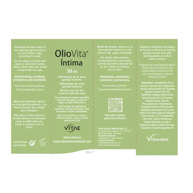 OlioVita Crème intime 30 ml - Régénération intime à l'argousier