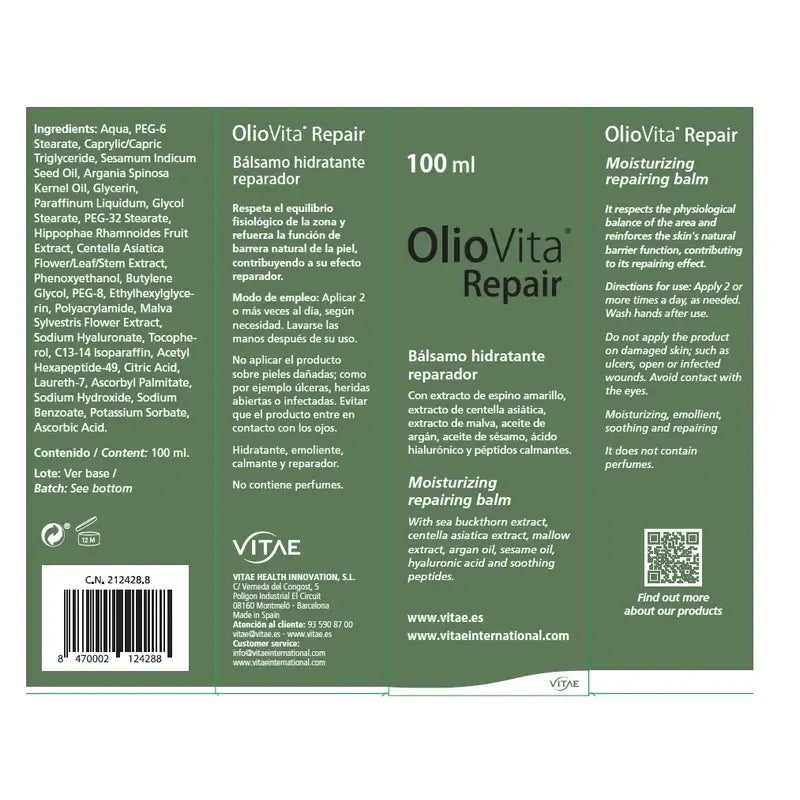 OlioVita Repair 100 ml - À l'argousier et à l'acide hyaluronique
