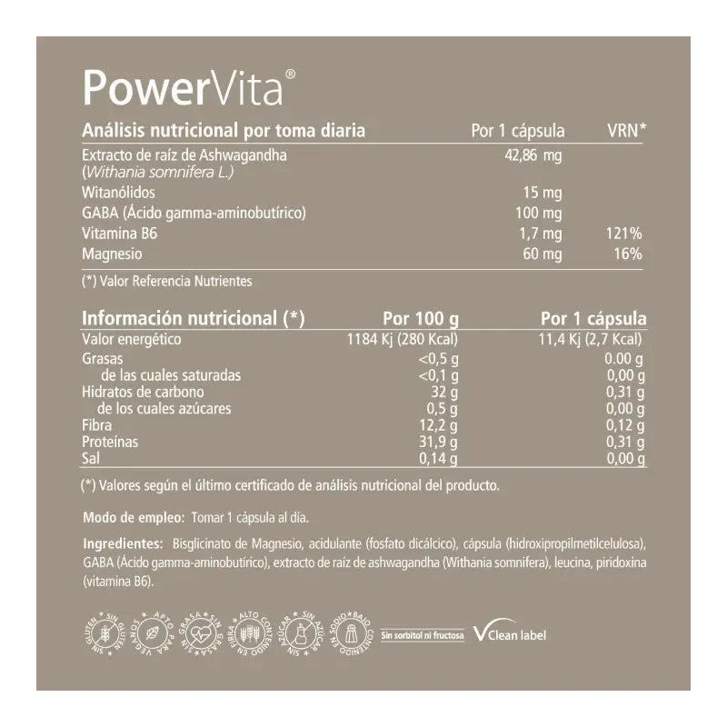 Vitae Powervita, Complément alimentaire Ashwagandha, 30 gélules