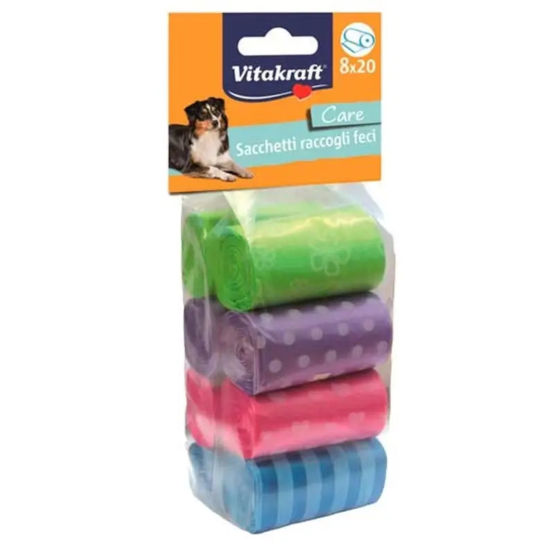 Vitakraft - Sacs colorés pour les selles de chien, 8 x 20 unités