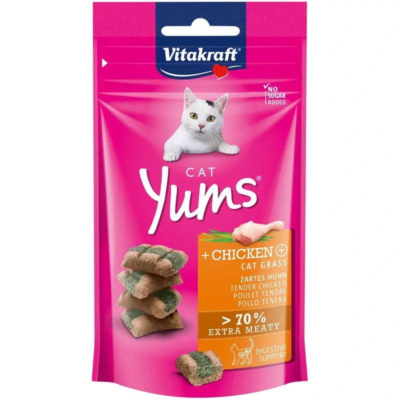 Vitakraft Cat Yums Poulet et herbe à chat 9 x 40 g