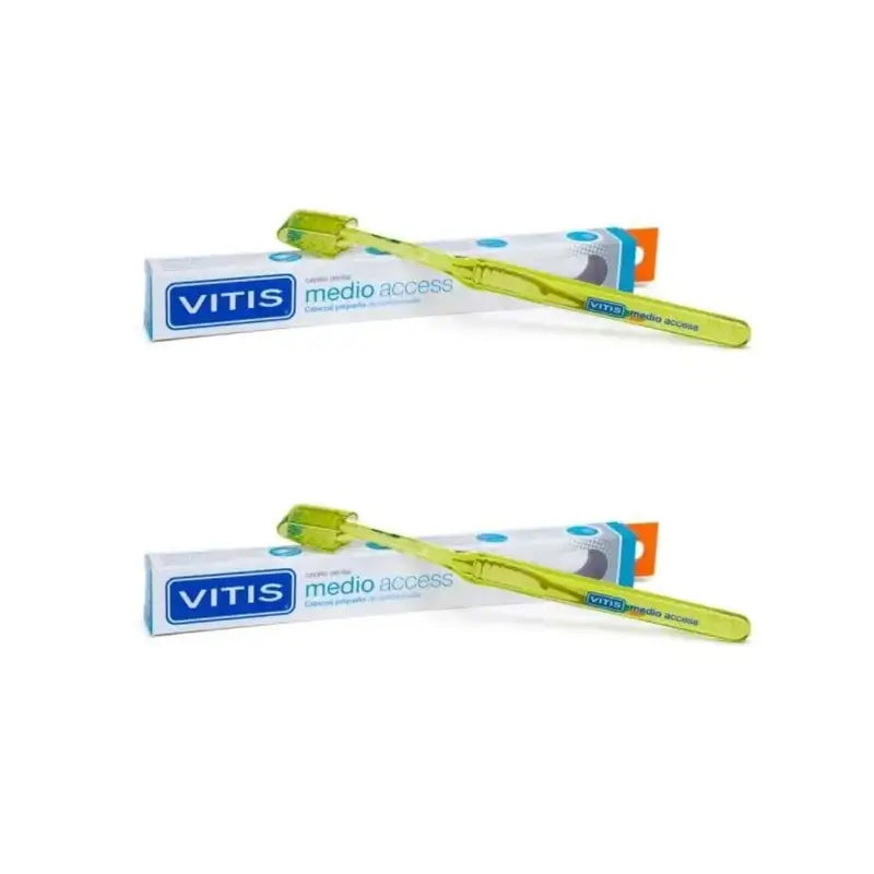 Vitis Access Brosse à dents moyenne Access Petite tête, 2 unités