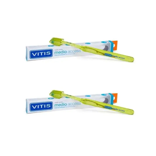 Vitis Access Brosse à dents moyenne Access Petite tête, 2 unités