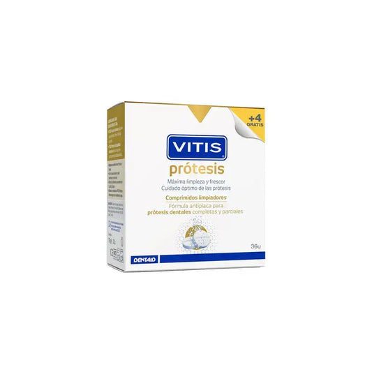 VITIS Comprimés nettoyants pour prothèses dentaires, 32 unités + 4 unités gratuites
