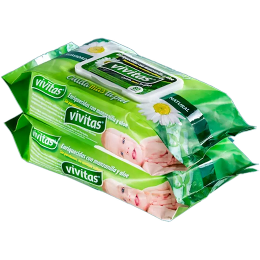 Vivitas Lingettes humides, paquet de 2x80 unités