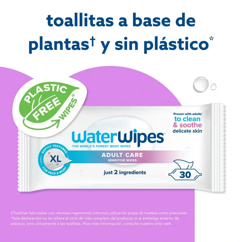 Paquet de lingettes pour adultes Waterwipes, 3 x 30 unités