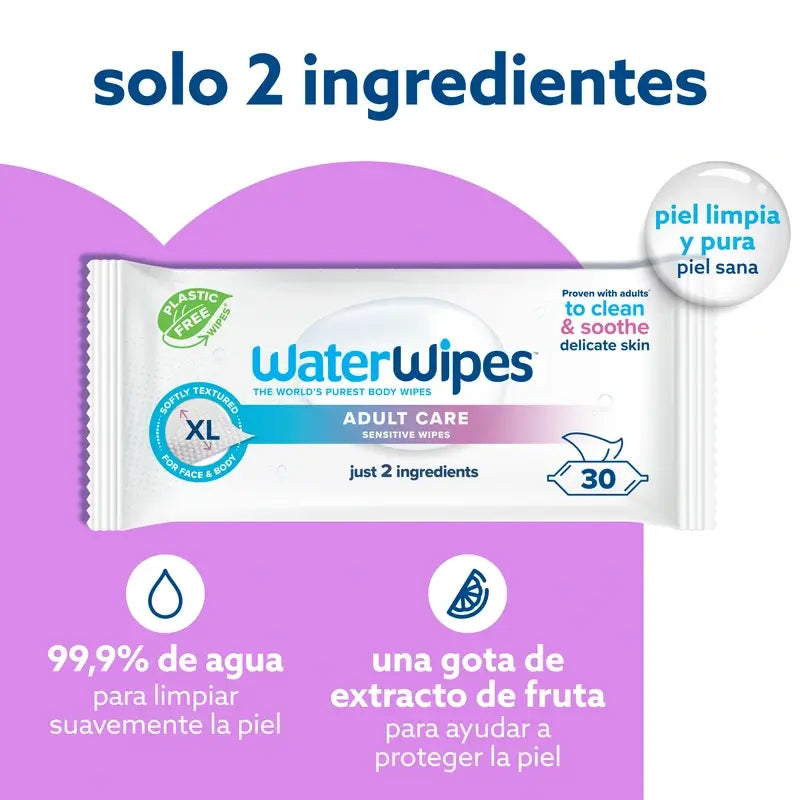 Paquet de lingettes pour adultes Waterwipes, 3 x 30 unités