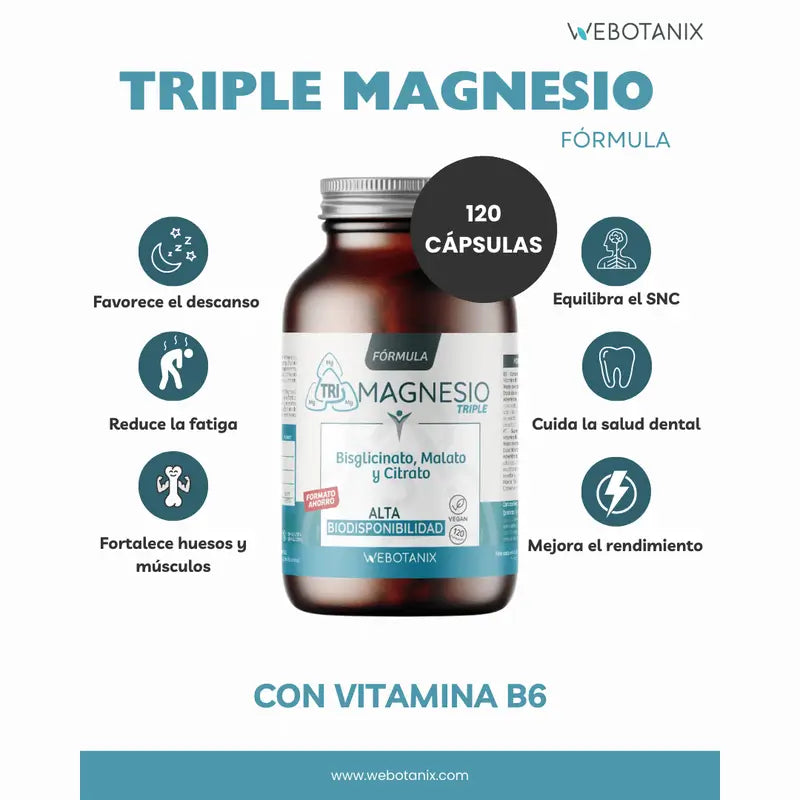 Webotanix Triple Magnésium Formule Familiale, 120 gélules