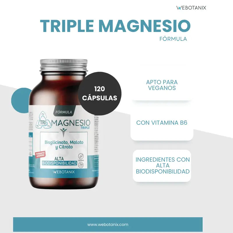 Webotanix Triple Magnésium Formule Familiale, 120 gélules