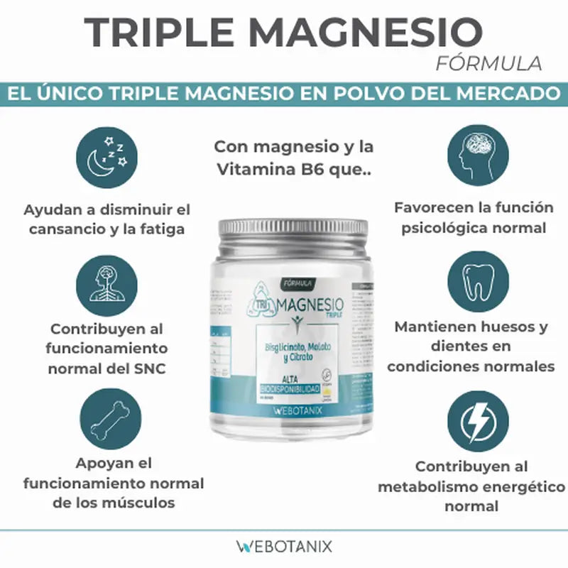 Webotanix Triple Magnésium Formule en poudre, 128 g