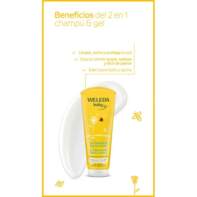 Weleda Baby Shampooing et gel douche au Calendula 200 ml