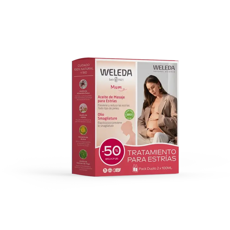 Weleda Duplo Huile de Massage Contre les Vergetures 2 X 100 Ml