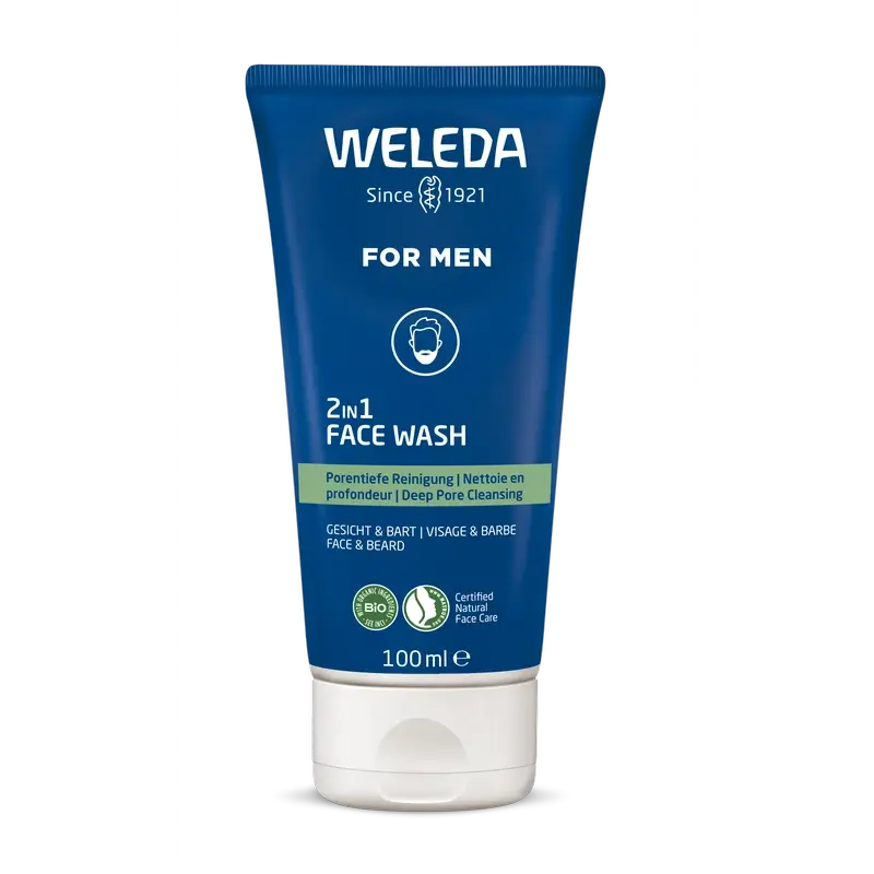 Weleda 2 In 1 Cleansing Gel Face & Beard For Men, 100 ml