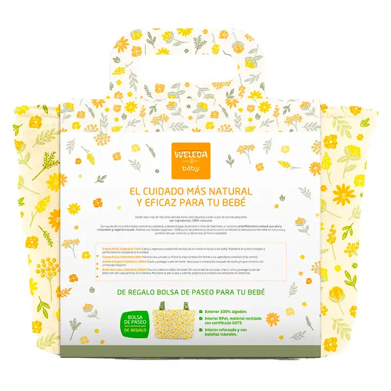 Weleda Baby Welcome Set. Crème pour le change 75 ml+ Crème pour le visage 50 ml+ Crème pour le bain 200 ml+ Huile pour le corps 200 ml+ Sac cadeau