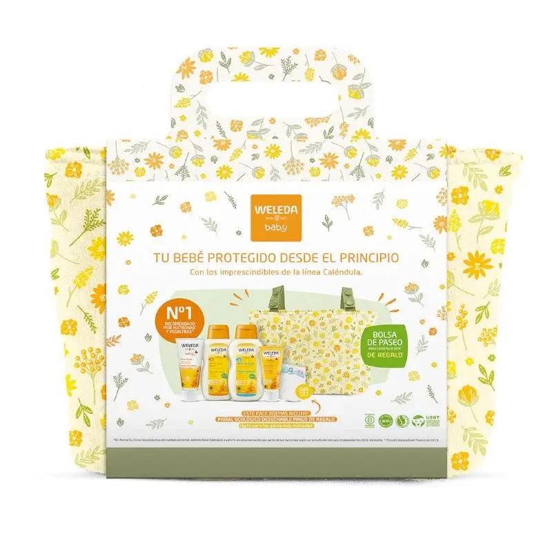 Weleda Baby Welcome Set. Crème pour le change 75 ml+ Crème pour le visage 50 ml+ Crème pour le bain 200 ml+ Huile pour le corps 200 ml+ Sac cadeau