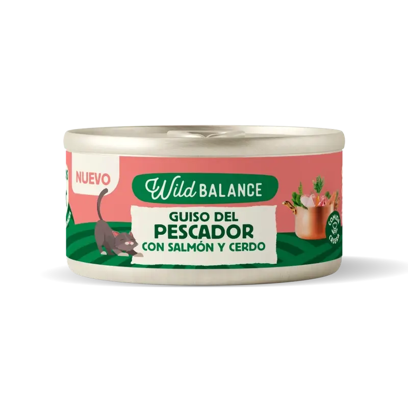 Wild Balance Fisherman's Stew en boîte avec saumon, porc et légumes pour chats, 80 grammes