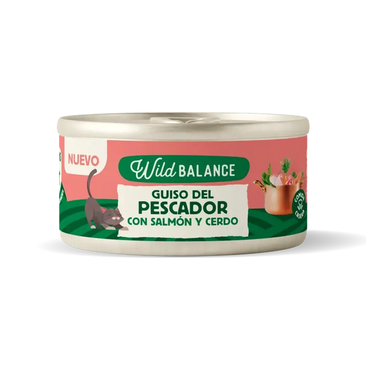 Wild Balance Fisherman's Stew en boîte avec saumon, porc et légumes pour chats, 80 grammes