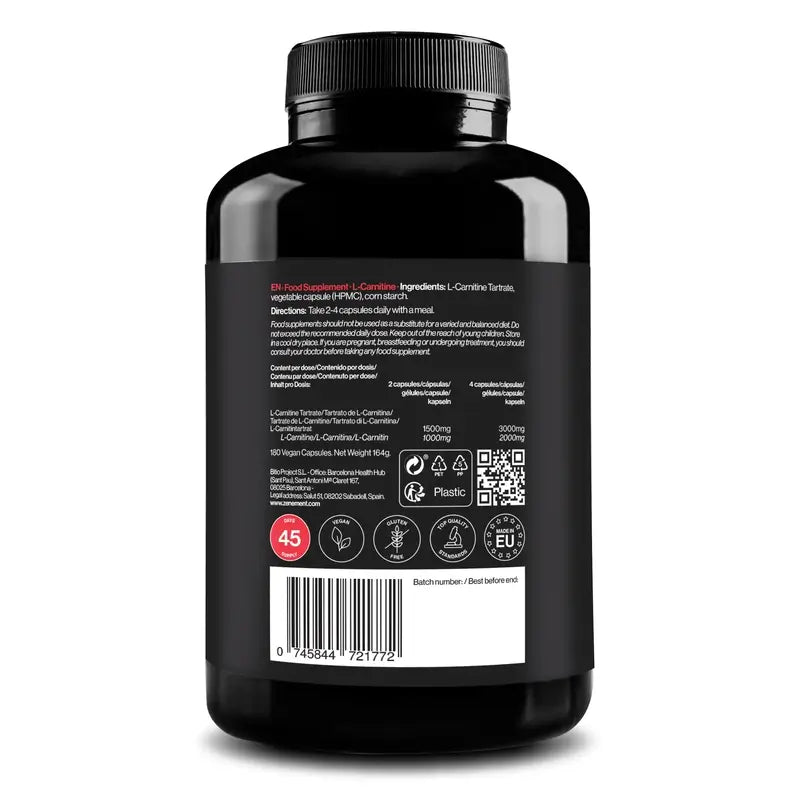 Zenement L-Carnitine, 180 gélules végétaliennes