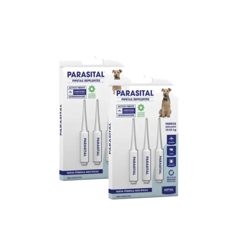 Zotal Parasital Pack de 2 x 3 pipettes antiparasitaires pour chiens de taille moyenne (10-25 kg)