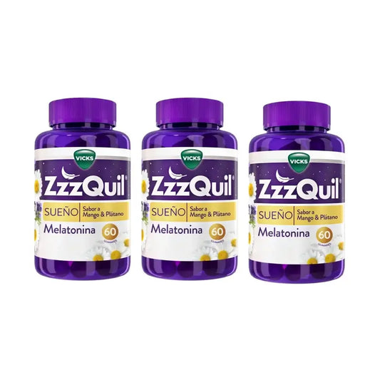 ZzzQuil Mangue, Banane & Valériane, Pack 3x60 Gummies