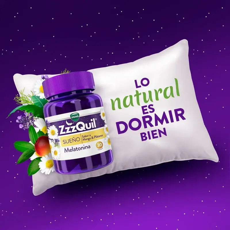 ZzzQuil Mangue, Banane et Valériane, 30 gommes